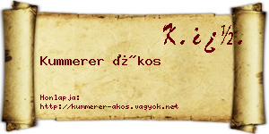 Kummerer Ákos névjegykártya